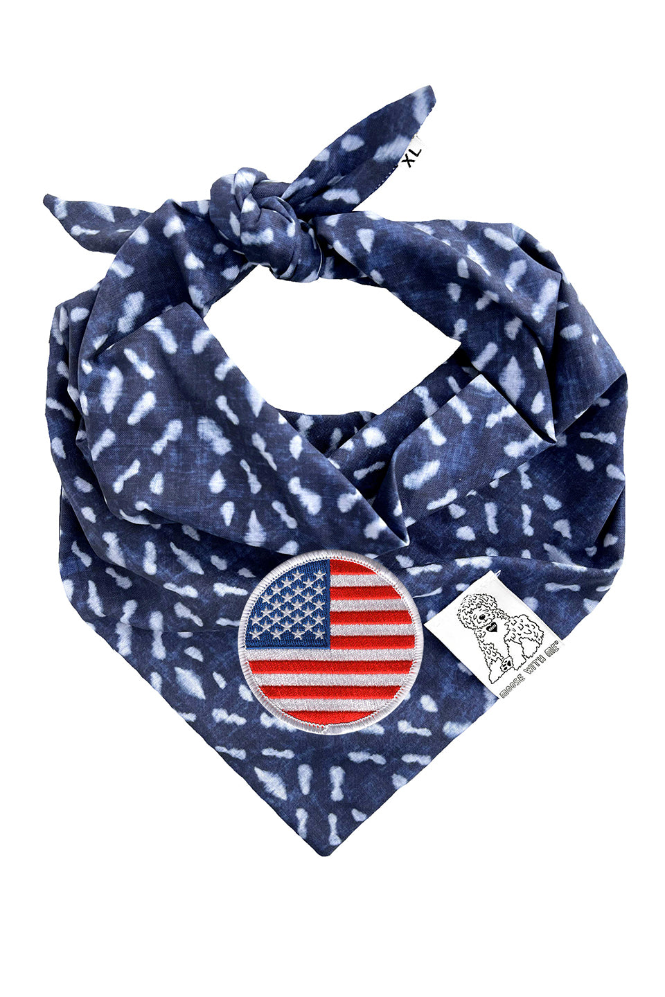 Dog Bandana Indigo - Navy - Customize by adding Interchangeable Velcro Embroidered Patches