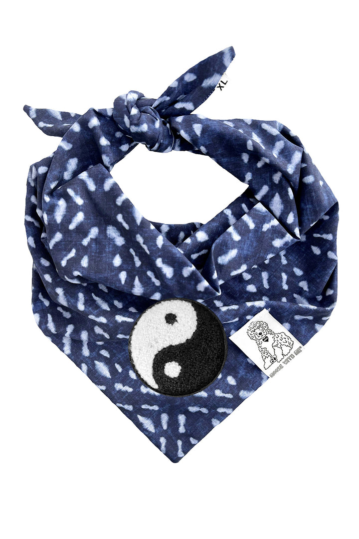 Dog Bandana Indigo - Navy - Customize by adding Interchangeable Velcro Embroidered Patches