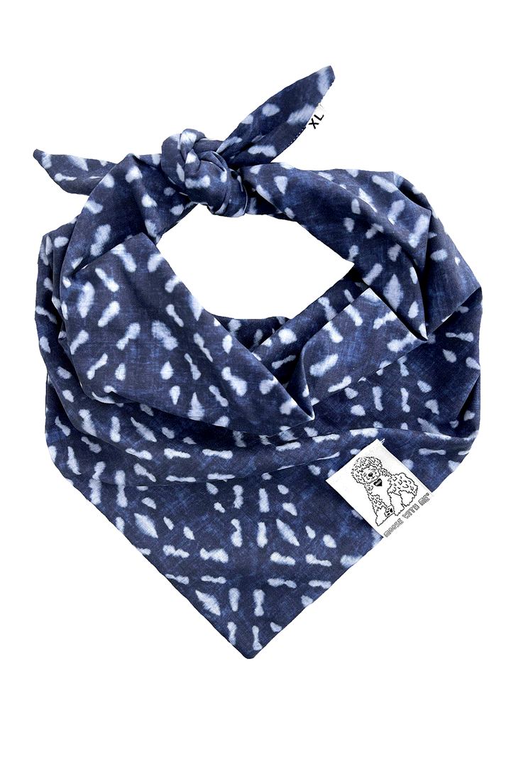 Dog Bandana Indigo - Navy - Customize by adding Interchangeable Velcro Embroidered Patches