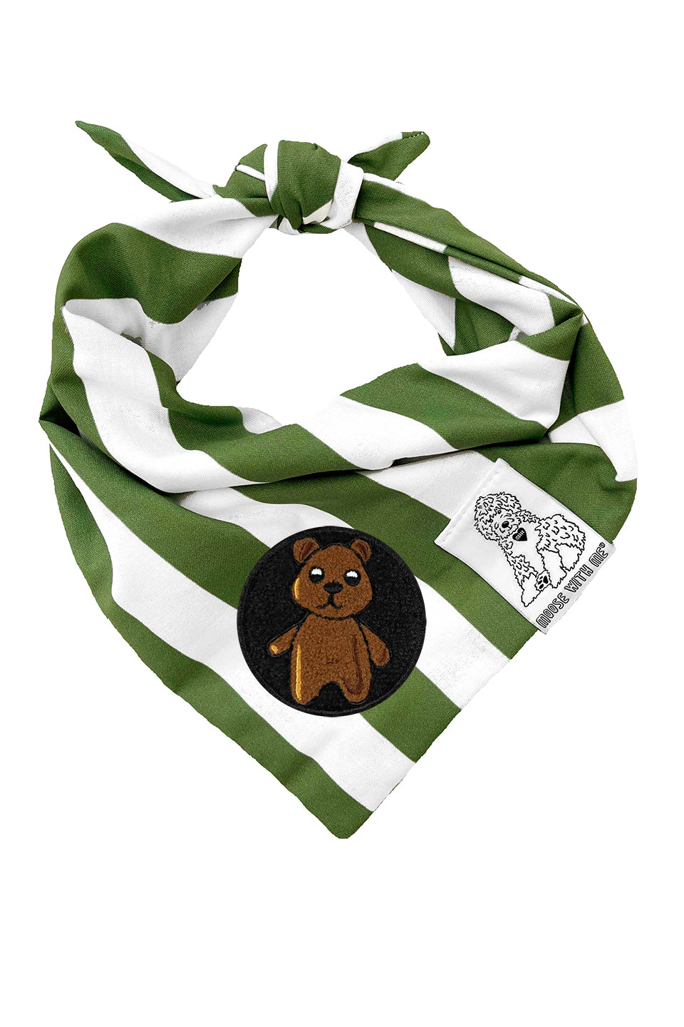 Dog Bandana Stripe - Green - Customize by adding Interchangeable Velcro Embroidered Patches