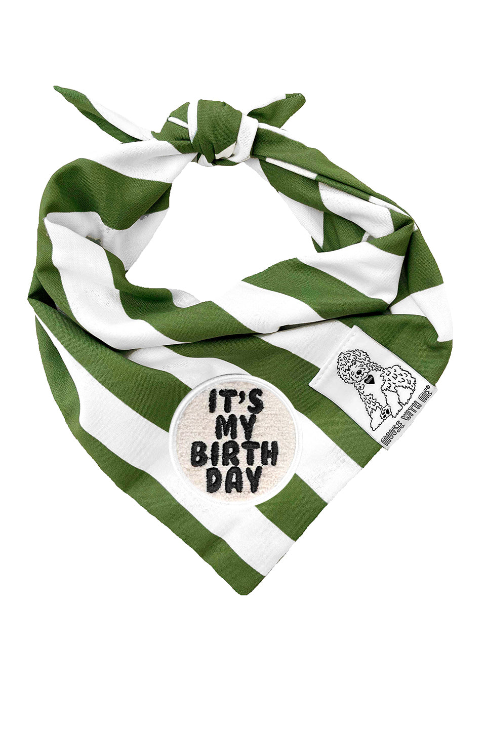 Dog Bandana Stripe - Green - Customize by adding Interchangeable Velcro Embroidered Patches