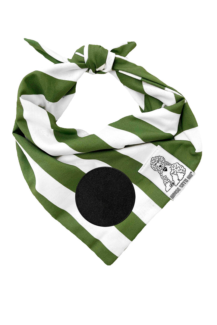 Dog Bandana Stripe - Green - Customize by adding Interchangeable Velcro Embroidered Patches