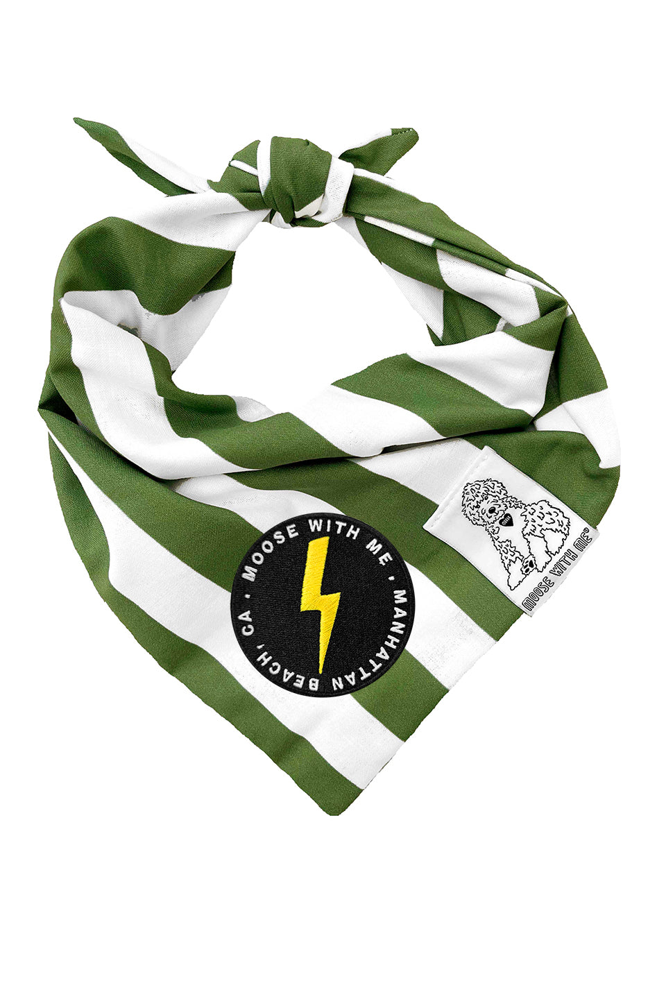 Dog Bandana Stripe - Green - Customize by adding Interchangeable Velcro Embroidered Patches
