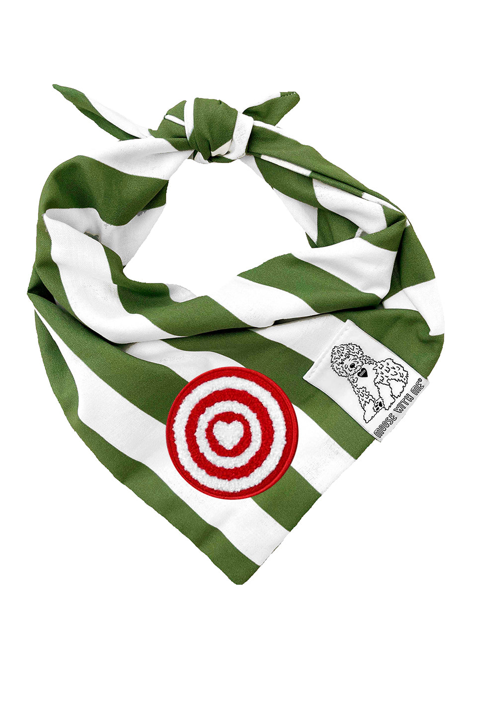 Dog Bandana Stripe - Green - Customize by adding Interchangeable Velcro Embroidered Patches