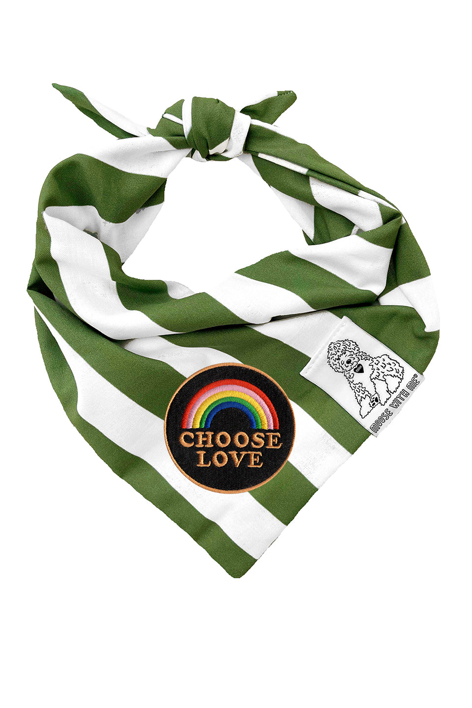 Dog Bandana Stripe - Green - Customize by adding Interchangeable Velcro Embroidered Patches