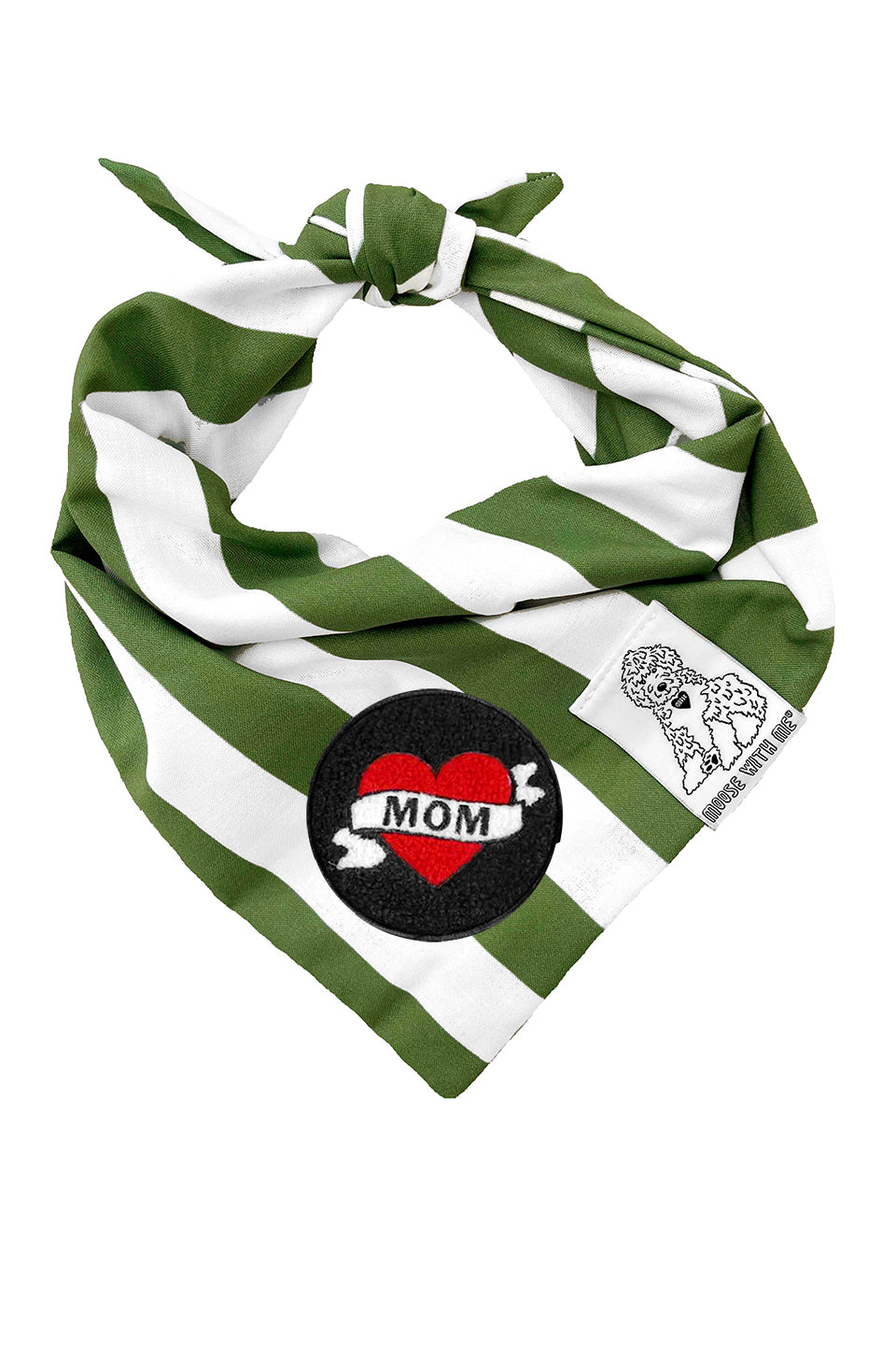 Dog Bandana Stripe - Green - Customize by adding Interchangeable Velcro Embroidered Patches