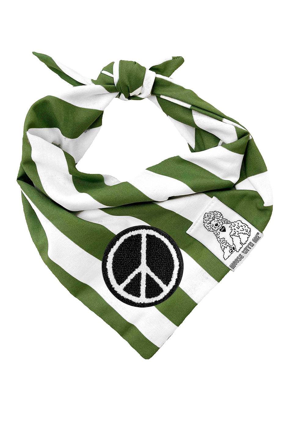 Dog Bandana Stripe - Green - Customize by adding Interchangeable Velcro Embroidered Patches