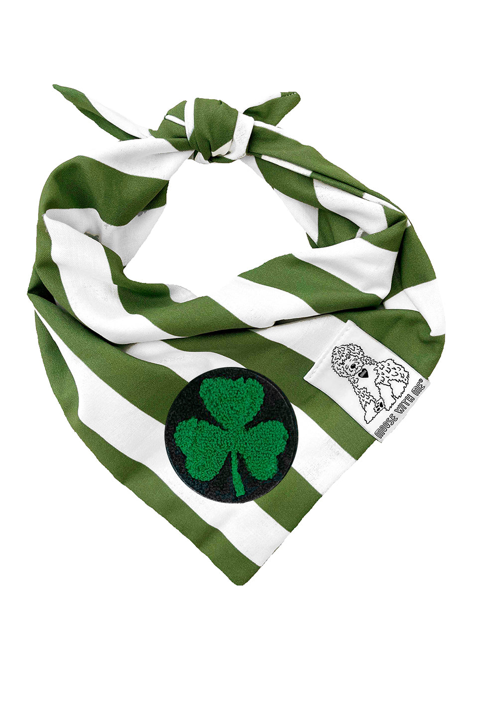 Dog Bandana Stripe - Green - Customize by adding Interchangeable Velcro Embroidered Patches