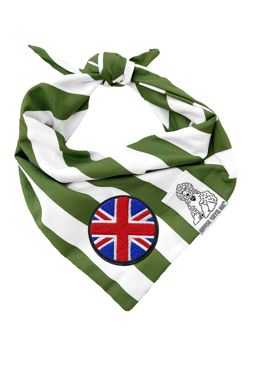 Dog Bandana Stripe - Green - Customize by adding Interchangeable Velcro Embroidered Patches