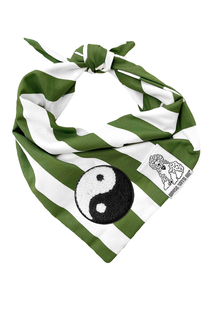 Dog Bandana Stripe - Green - Customize by adding Interchangeable Velcro Embroidered Patches