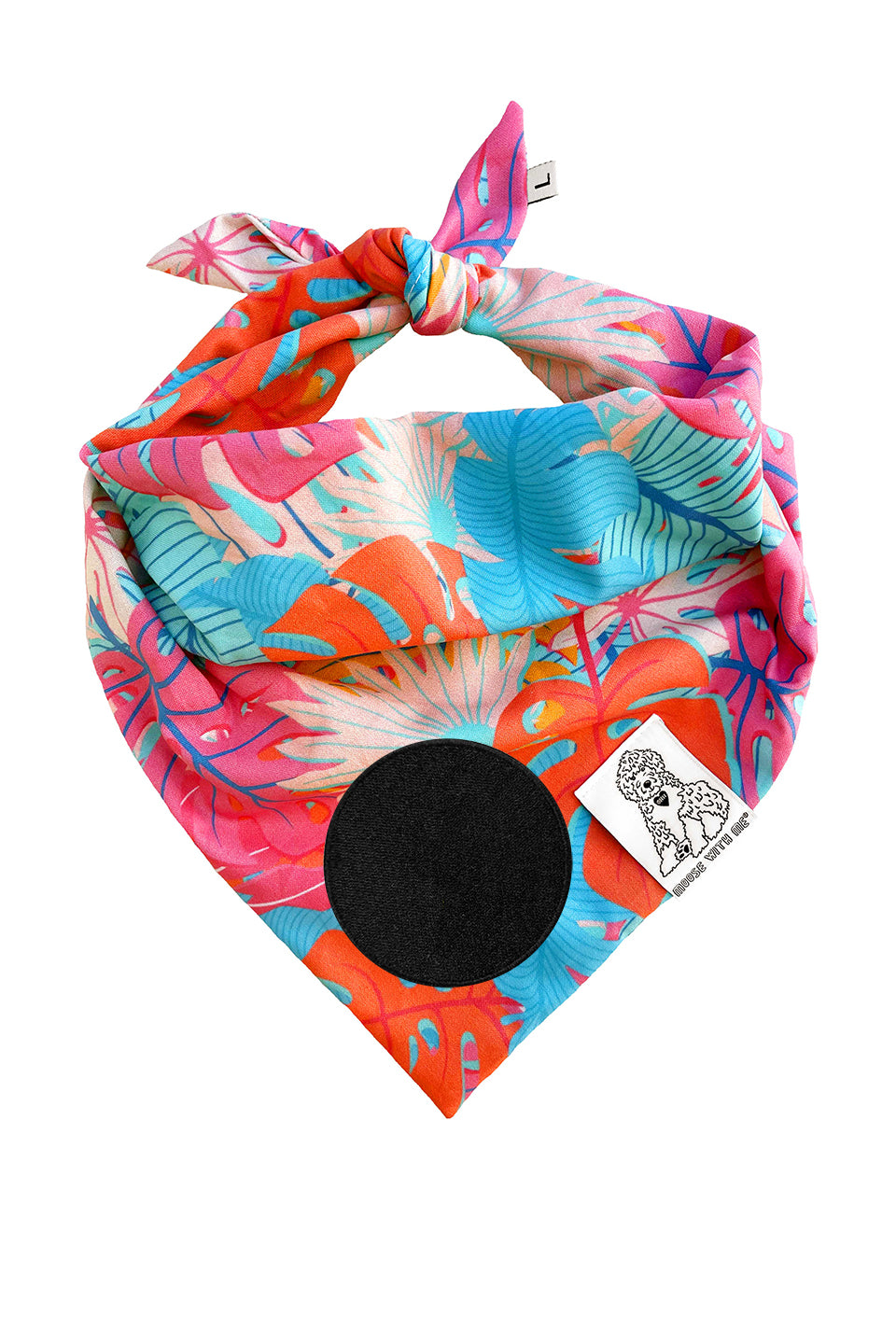 Dog Bandana Kauai Palm - Aqua - Customize by adding Interchangeable Velcro Embroidered Patches