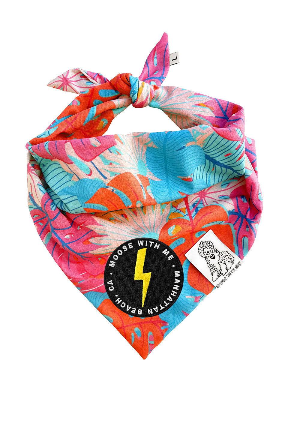 Dog Bandana Kauai Palm - Aqua - Customize by adding Interchangeable Velcro Embroidered Patches