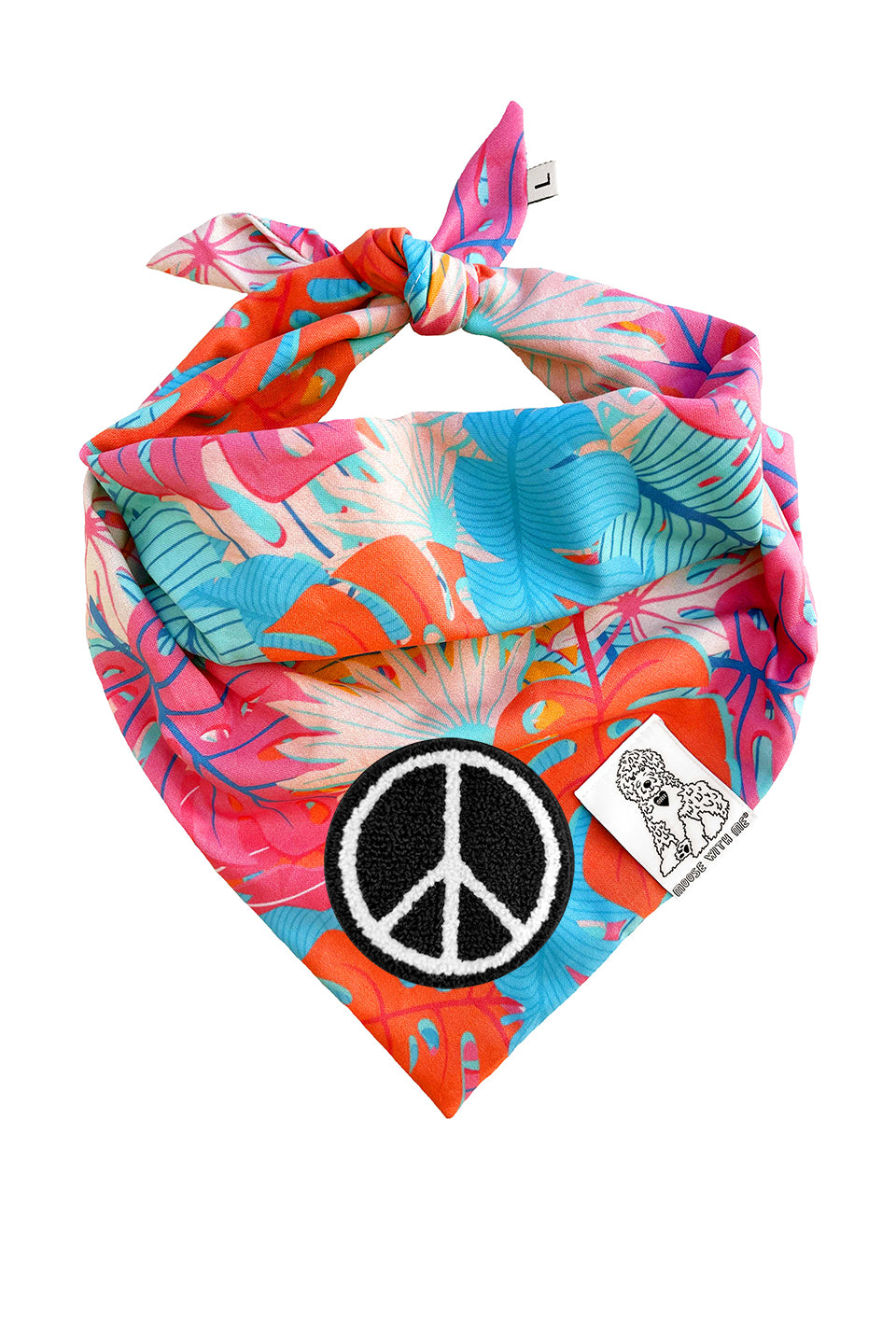 Dog Bandana Kauai Palm - Aqua - Customize by adding Interchangeable Velcro Embroidered Patches