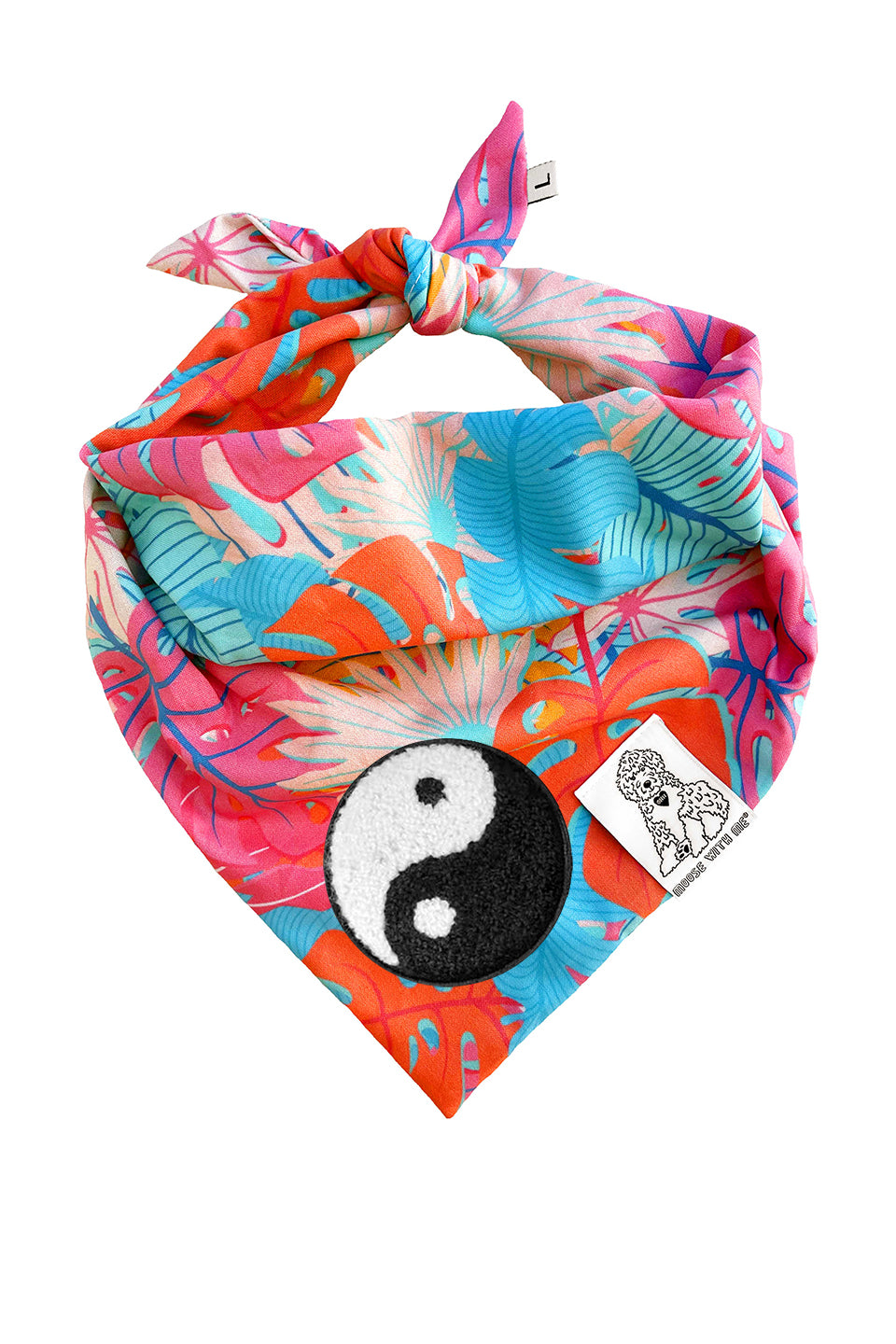 Dog Bandana Kauai Palm - Aqua - Customize by adding Interchangeable Velcro Embroidered Patches
