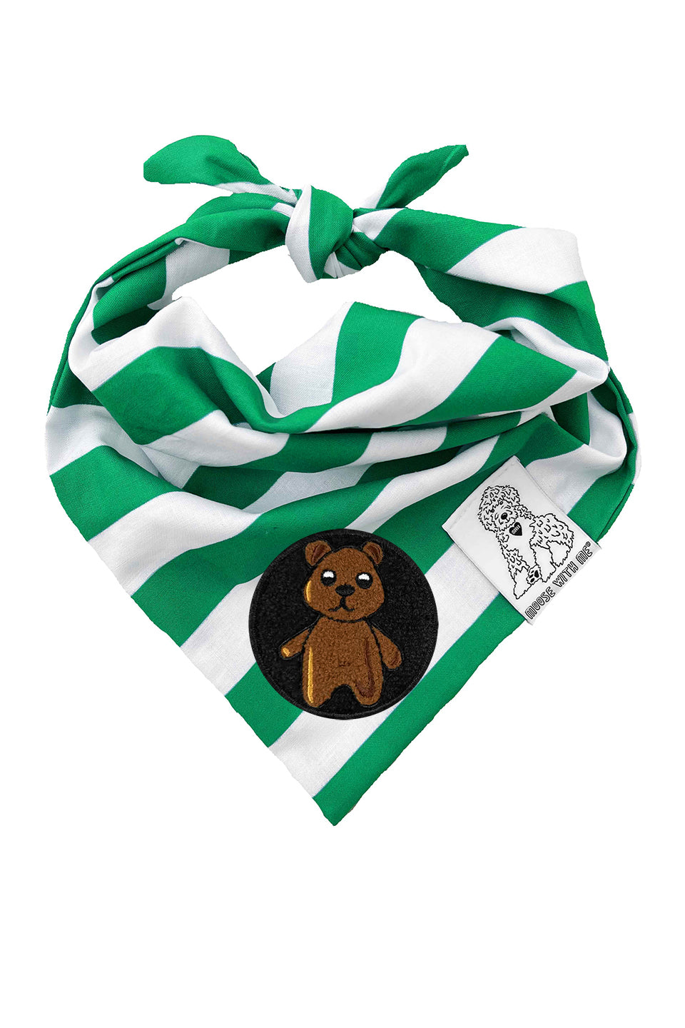 Dog Bandana Stripe - Green - Customize by adding Interchangeable Velcro Embroidered Patches