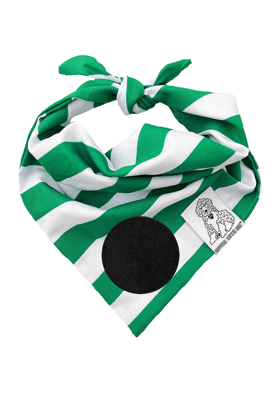 Dog Bandana Stripe - Green - Customize by adding Interchangeable Velcro Embroidered Patches