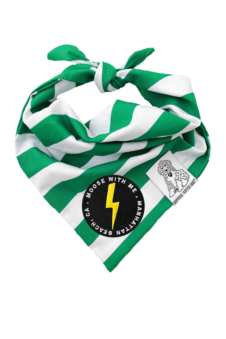 Dog Bandana Stripe - Green - Customize by adding Interchangeable Velcro Embroidered Patches