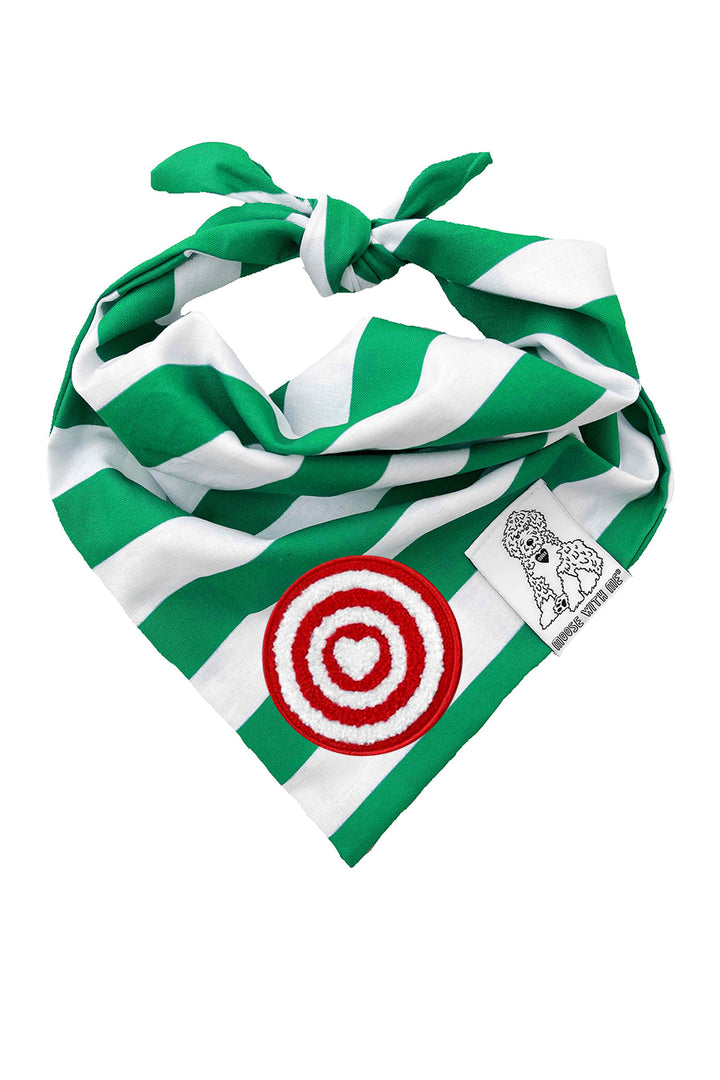 Dog Bandana Stripe - Green - Customize by adding Interchangeable Velcro Embroidered Patches