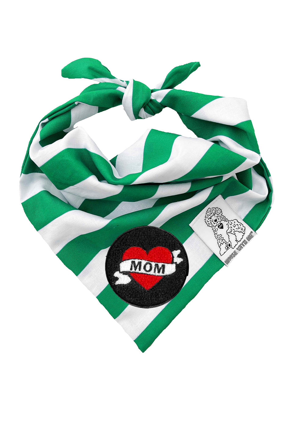 Dog Bandana Stripe - Green - Customize by adding Interchangeable Velcro Embroidered Patches