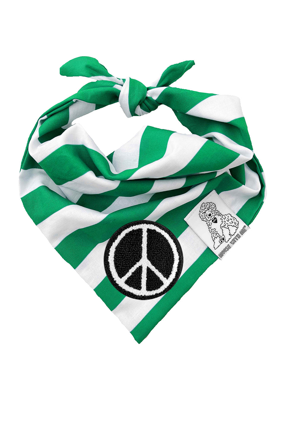 Dog Bandana Stripe - Green - Customize by adding Interchangeable Velcro Embroidered Patches
