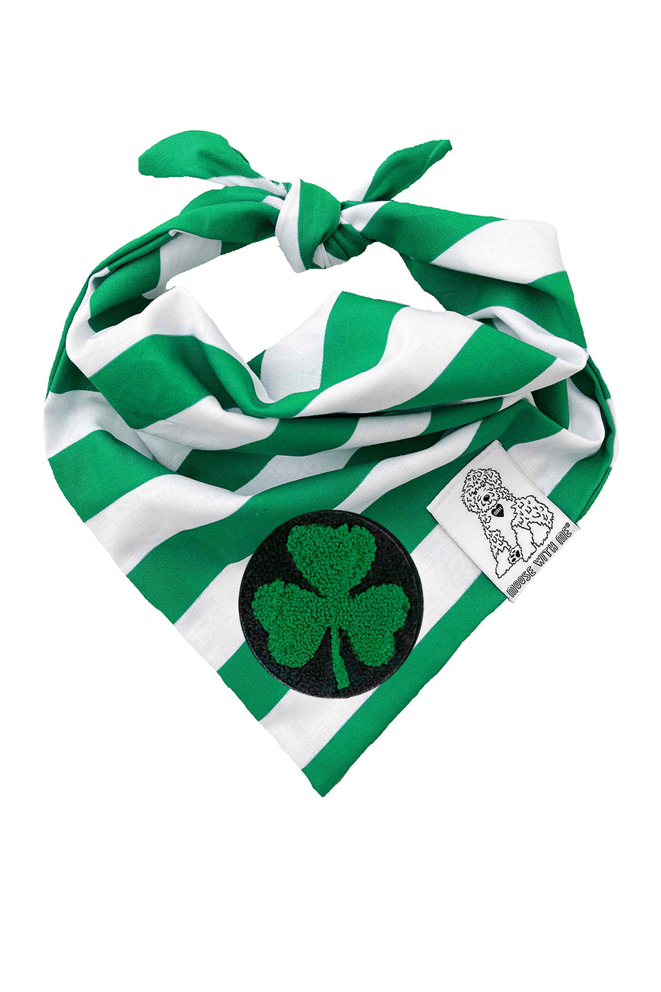 Dog Bandana Stripe - Green - Customize by adding Interchangeable Velcro Embroidered Patches