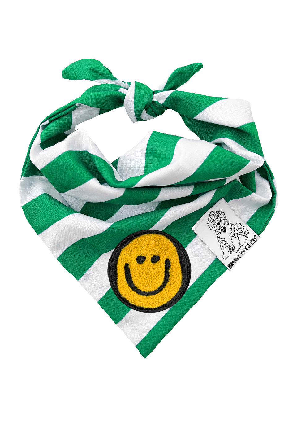 Dog Bandana Stripe - Green - Customize by adding Interchangeable Velcro Embroidered Patches