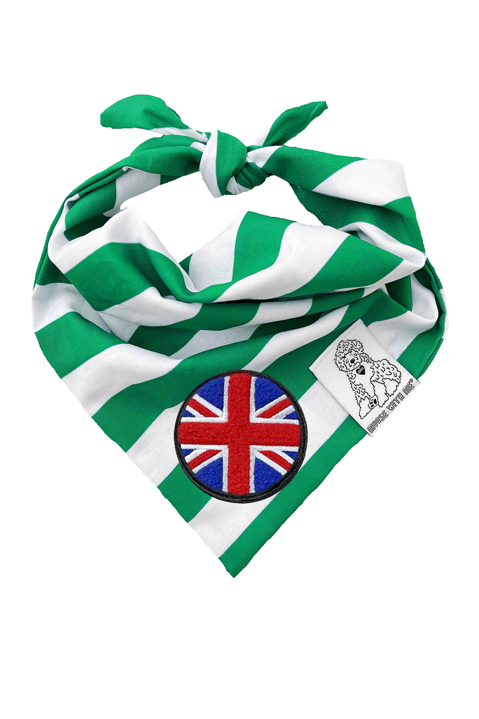 Dog Bandana Stripe - Green - Customize by adding Interchangeable Velcro Embroidered Patches