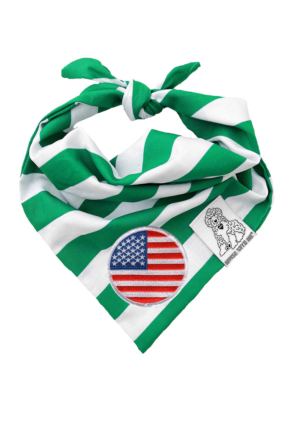 Dog Bandana Stripe - Green - Customize by adding Interchangeable Velcro Embroidered Patches