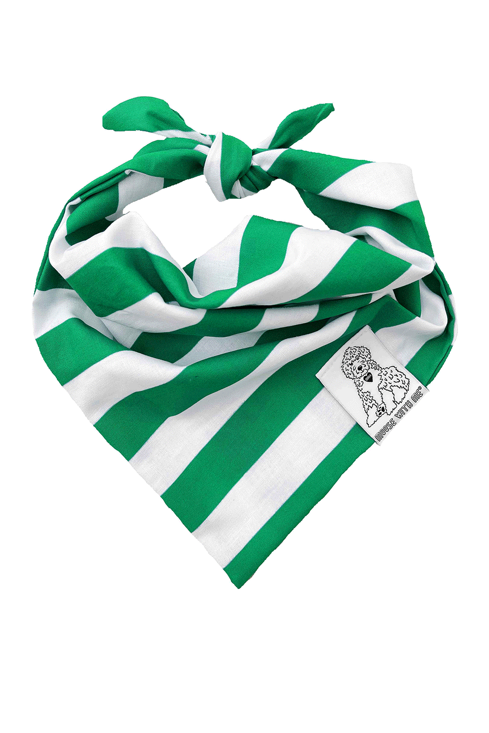 Dog Bandana Stripe - Green - Customize by adding Interchangeable Velcro Embroidered Patches