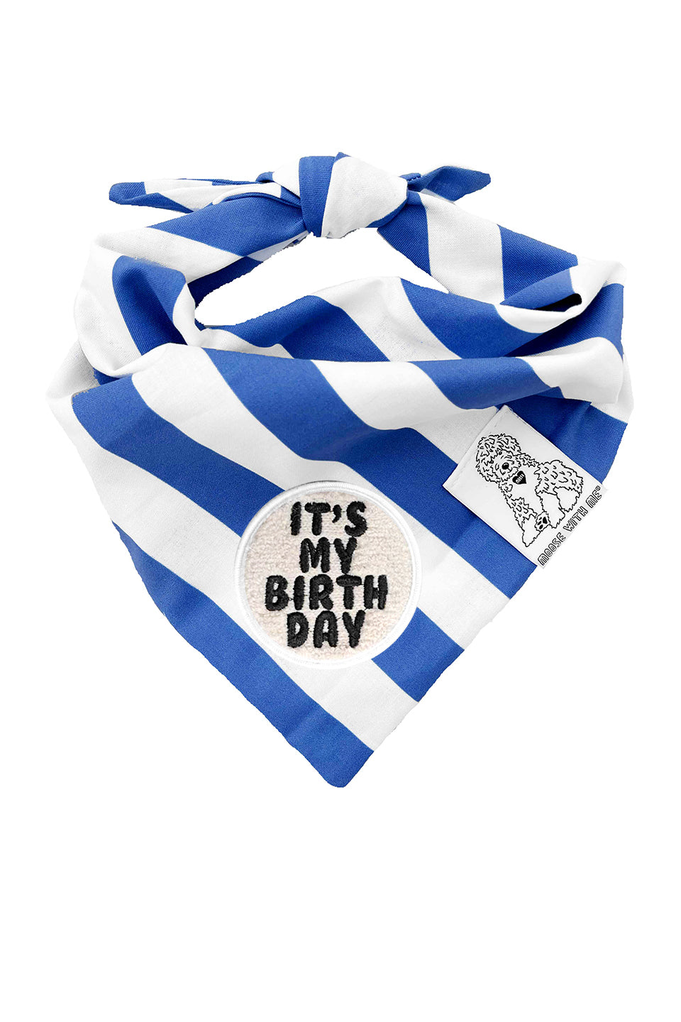 Dog Bandana Stripe - Blue - Customize by adding Interchangeable Velcro Embroidered Patches