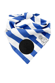 Dog Bandana Stripe - Blue - Customize by adding Interchangeable Velcro Embroidered Patches