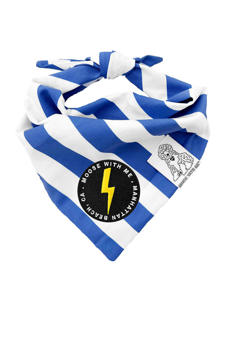 Dog Bandana Stripe - Blue - Customize by adding Interchangeable Velcro Embroidered Patches