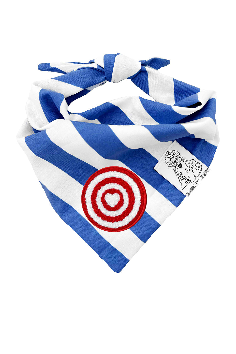 Dog Bandana Stripe - Blue - Customize by adding Interchangeable Velcro Embroidered Patches