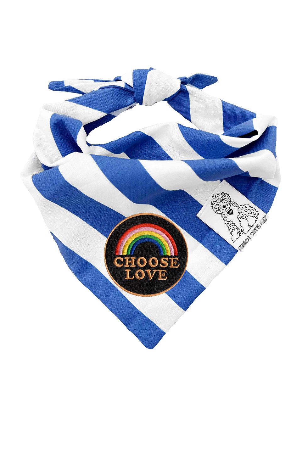 Dog Bandana Stripe - Blue - Customize by adding Interchangeable Velcro Embroidered Patches