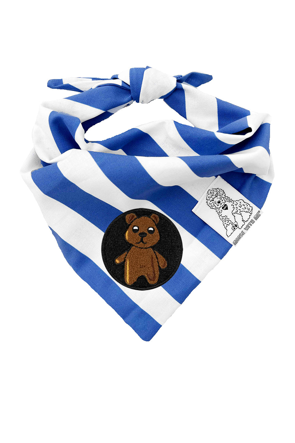 Dog Bandana Stripe - Blue - Customize by adding Interchangeable Velcro Embroidered Patches