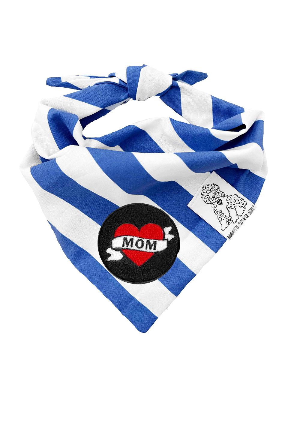 Dog Bandana Stripe - Blue - Customize by adding Interchangeable Velcro Embroidered Patches