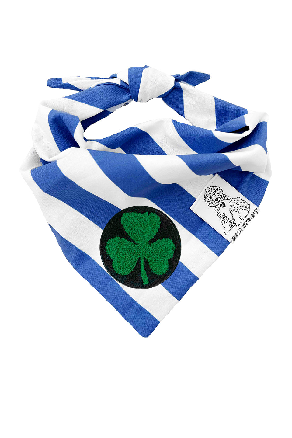 Dog Bandana Stripe - Blue - Customize by adding Interchangeable Velcro Embroidered Patches