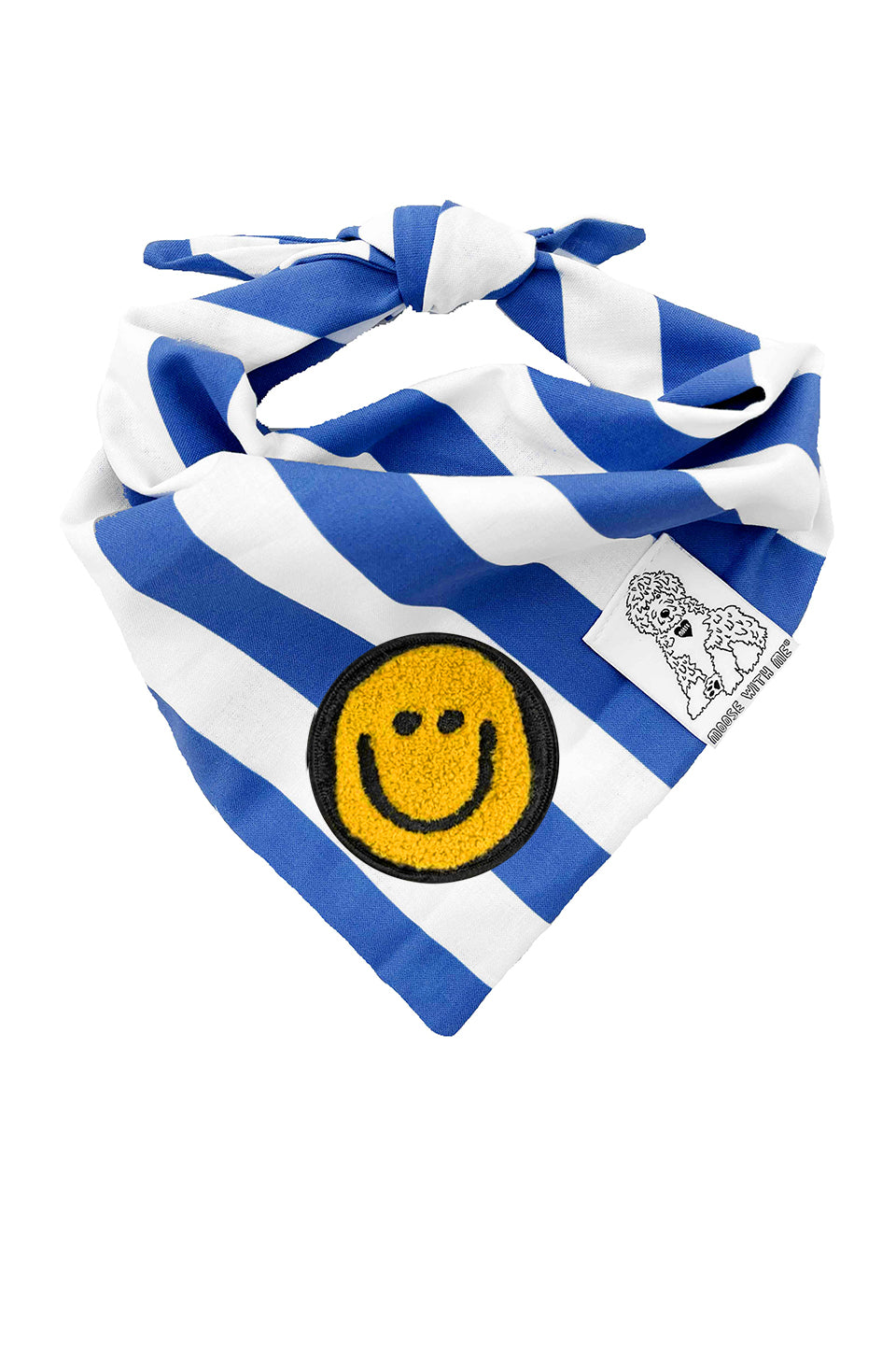 Dog Bandana Stripe - Blue - Customize by adding Interchangeable Velcro Embroidered Patches