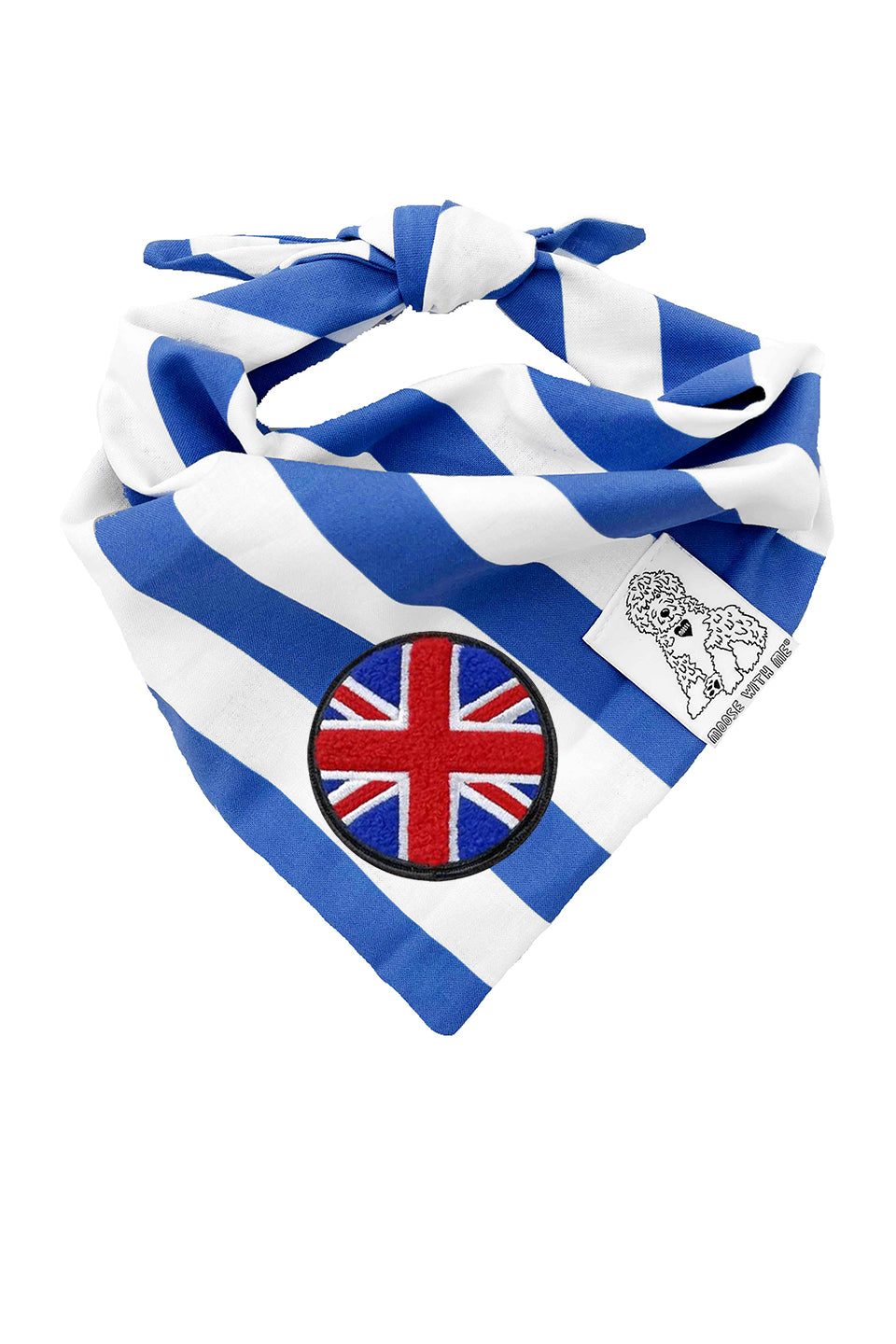 Dog Bandana Stripe - Blue - Customize by adding Interchangeable Velcro Embroidered Patches