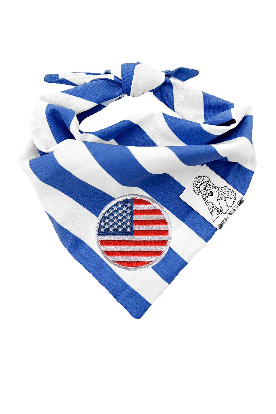 Dog Bandana Stripe - Blue - Customize by adding Interchangeable Velcro Embroidered Patches