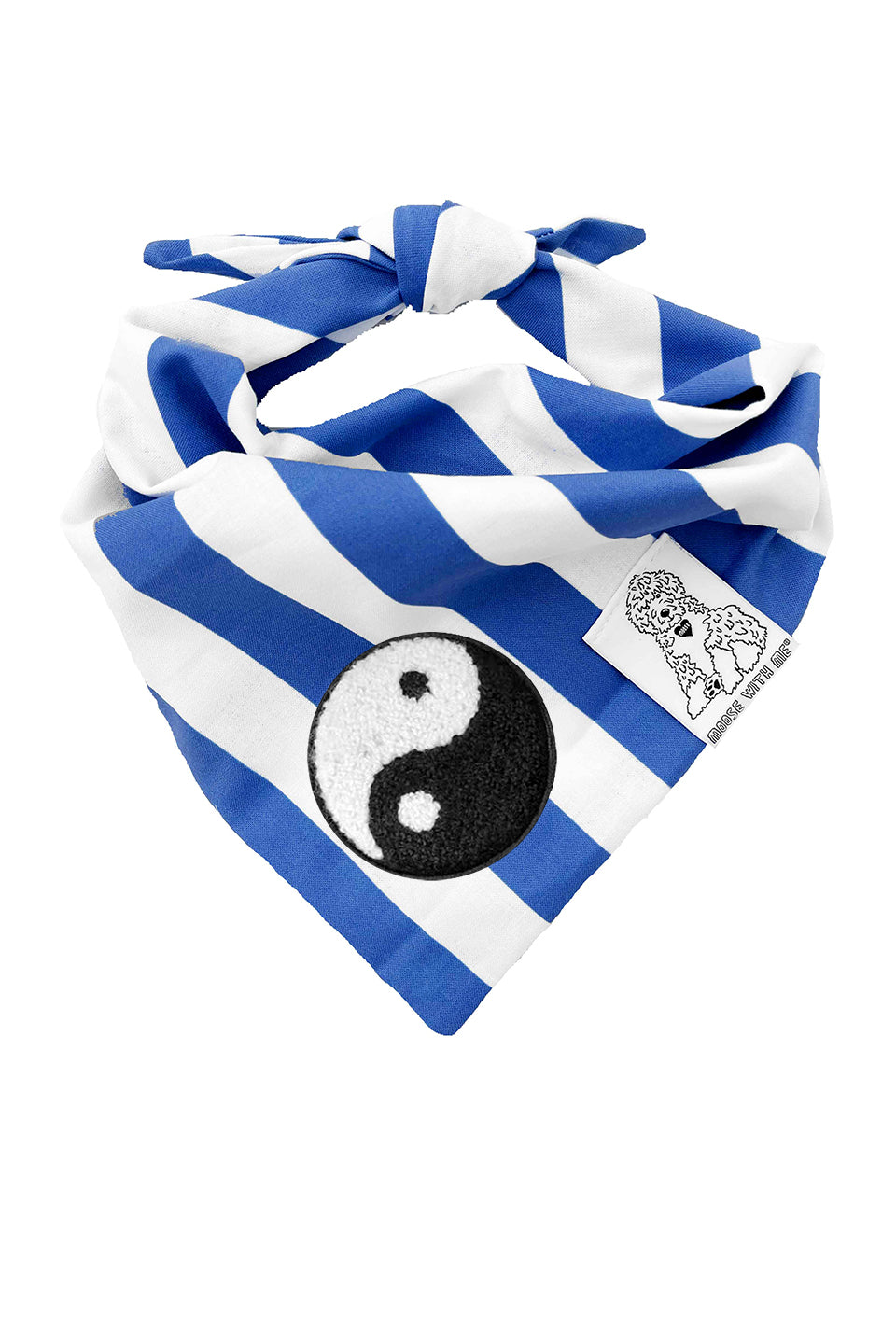 Dog Bandana Stripe - Blue - Customize by adding Interchangeable Velcro Embroidered Patches