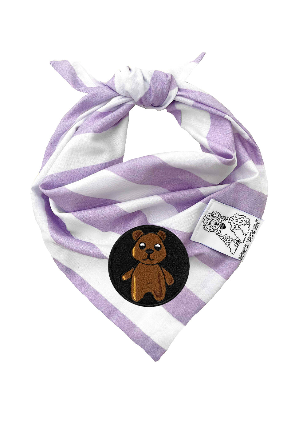 Dog Bandana Stripe- Lavender - Customize by adding Interchangeable Velcro Embroidered Patches