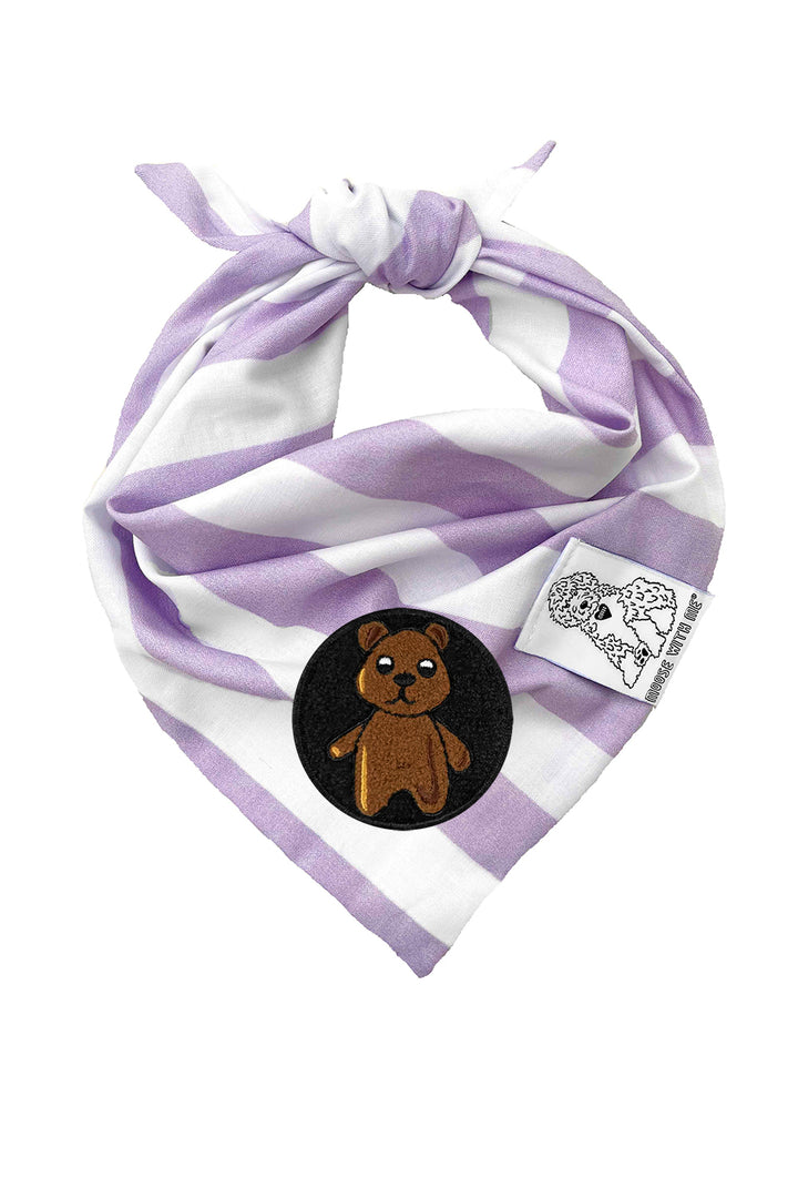 Dog Bandana Stripe- Lavender - Customize by adding Interchangeable Velcro Embroidered Patches