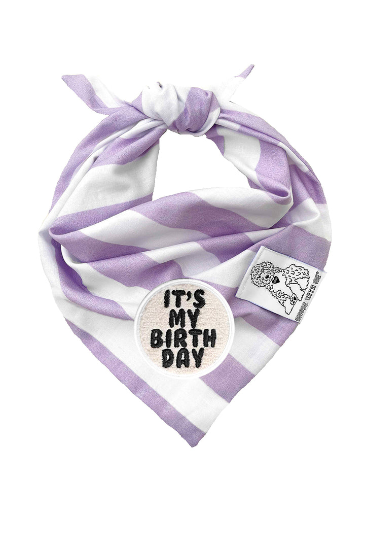 Dog Bandana Stripe- Lavender - Customize by adding Interchangeable Velcro Embroidered Patches
