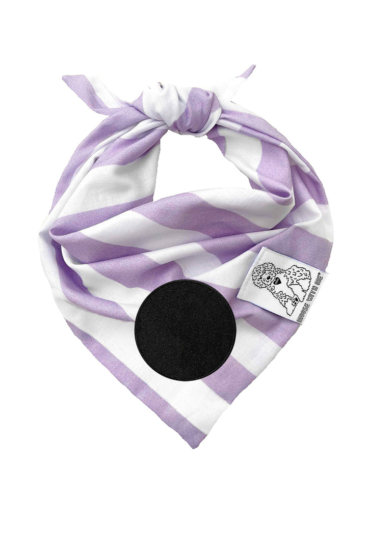 Dog Bandana Stripe- Lavender - Customize by adding Interchangeable Velcro Embroidered Patches