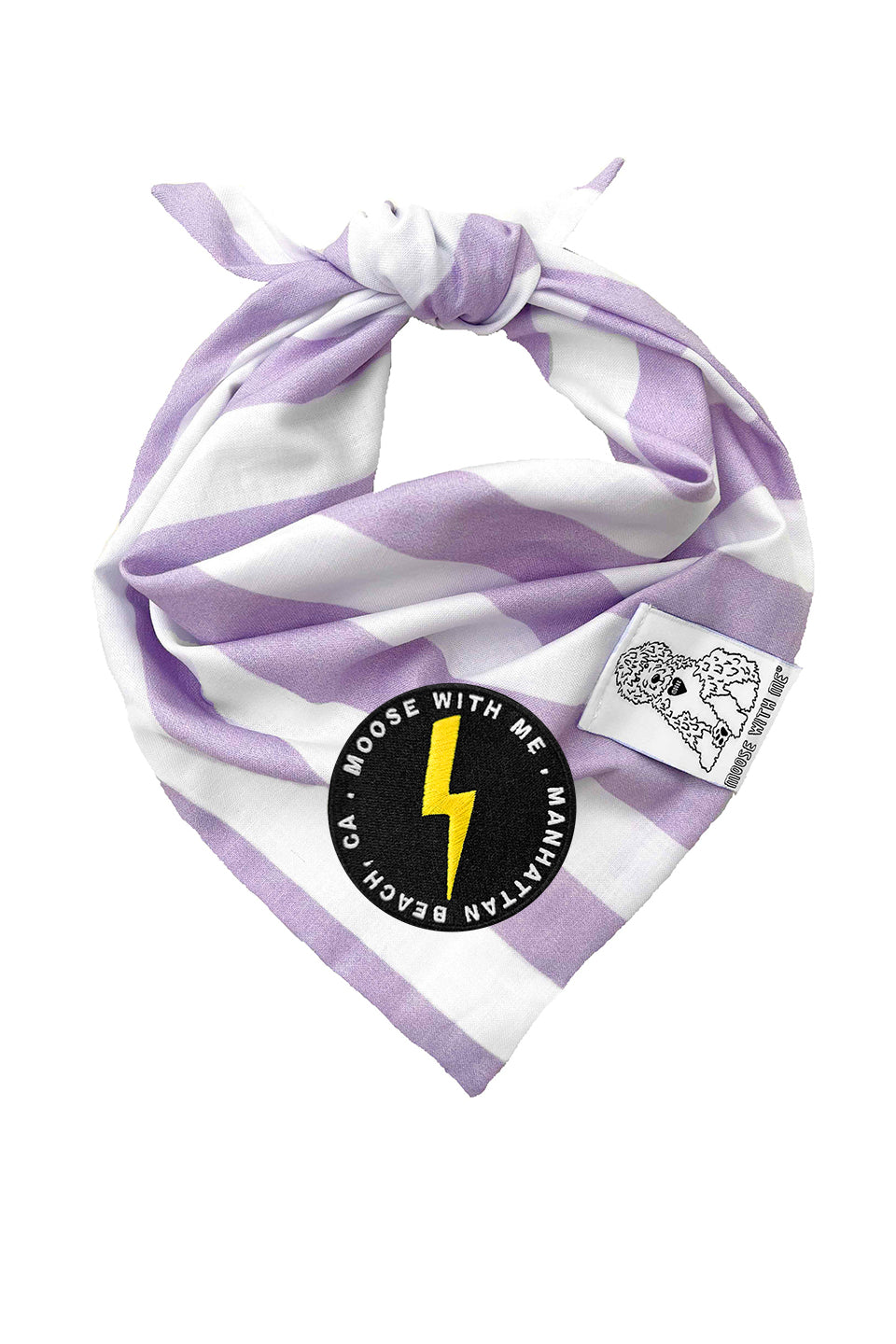 Dog Bandana Stripe- Lavender - Customize by adding Interchangeable Velcro Embroidered Patches