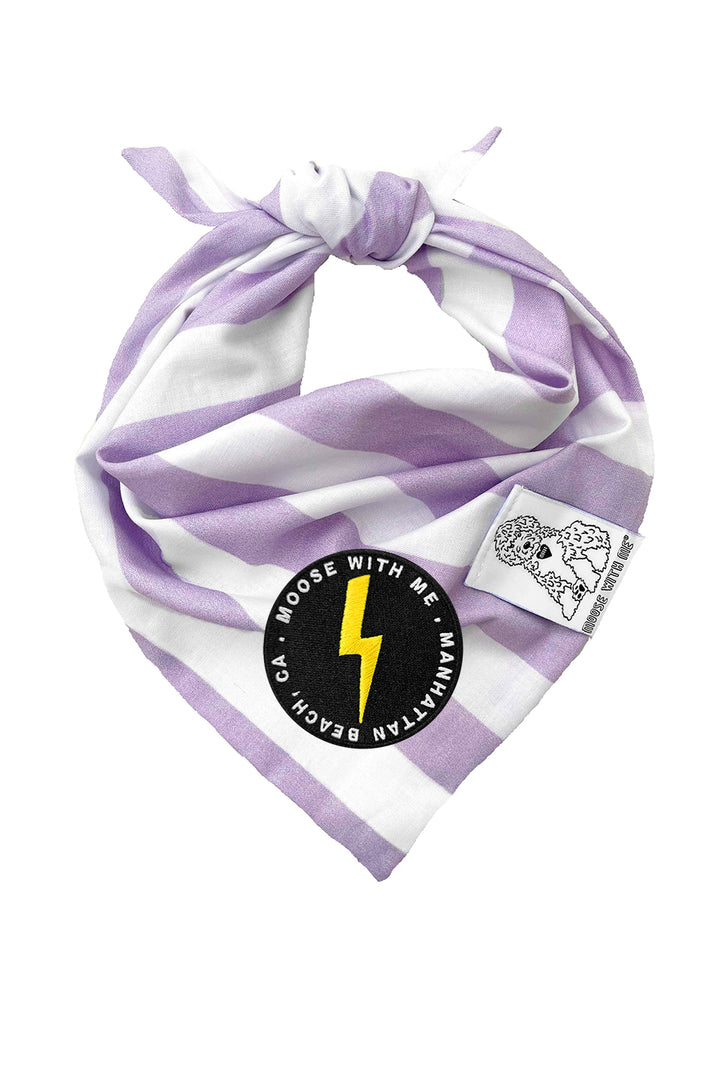 Dog Bandana Stripe- Lavender - Customize by adding Interchangeable Velcro Embroidered Patches