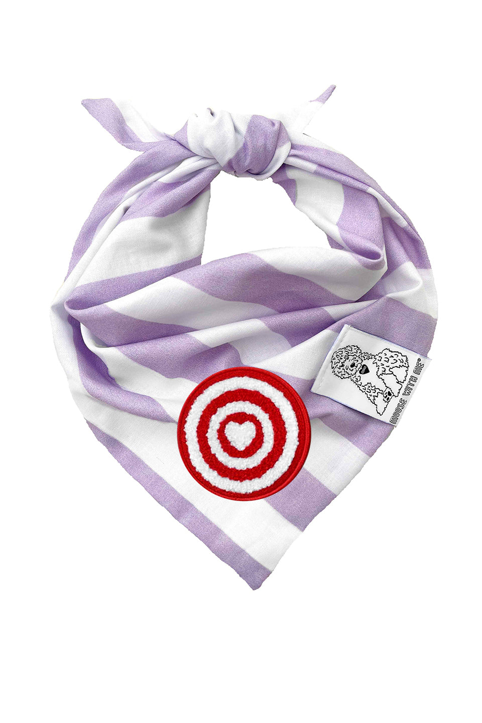 Dog Bandana Stripe- Lavender - Customize by adding Interchangeable Velcro Embroidered Patches