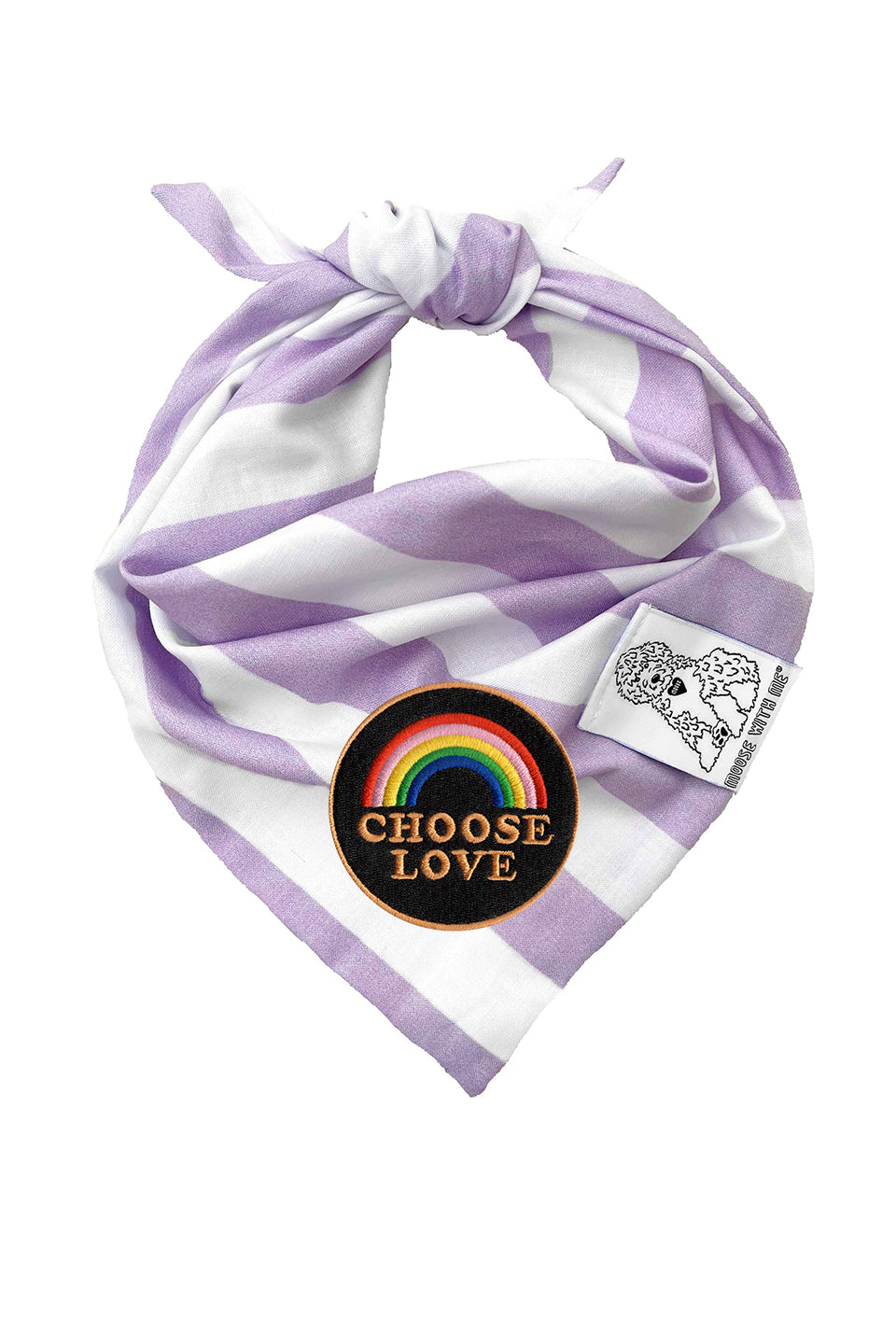 Dog Bandana Stripe- Lavender - Customize by adding Interchangeable Velcro Embroidered Patches