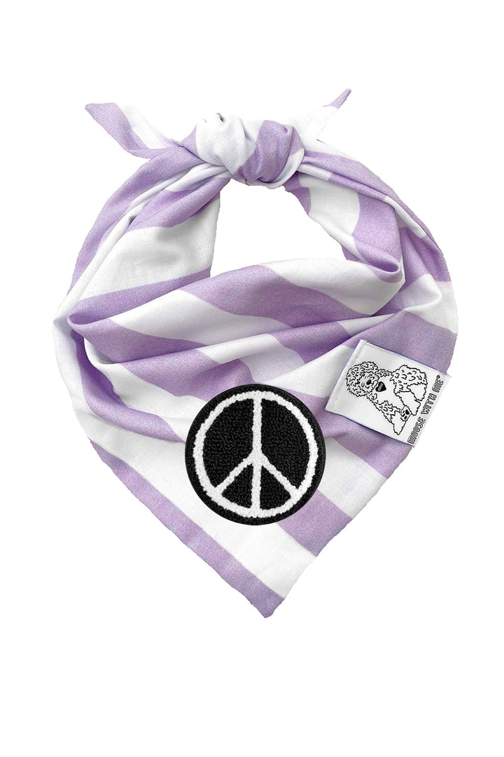 Dog Bandana Stripe- Lavender - Customize by adding Interchangeable Velcro Embroidered Patches